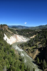 The Grand Canyon of the Yellowstone. The canyon is approximately 24 miles long, between 800 and...