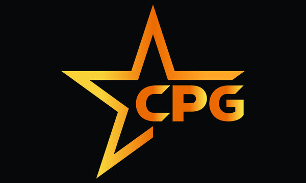CPG golden luxury star icon three letter logo design vector template. royal logo | luxury logo | jewelry logo | premium logo | iconic logo | Victoria logo |