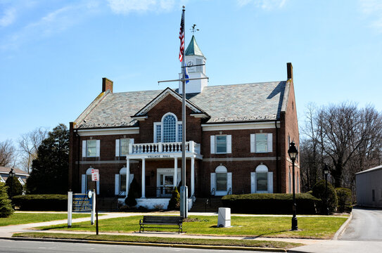 PORT JEFFERSON, NEW YORK - 6 APR 2015: Village Hall, the city goverment offices built in 1967.
