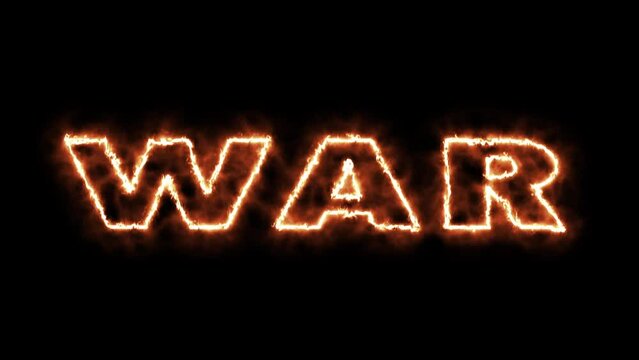 Animation Fire Text War On Black Background