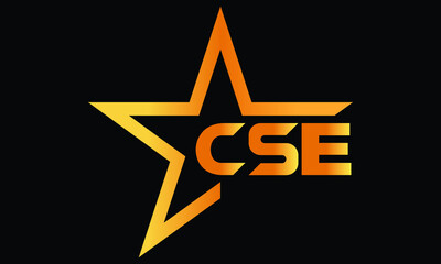 CSE golden luxury star icon three letter logo design vector template. royal logo | luxury logo | jewelry logo | premium logo | iconic logo | Victoria logo |