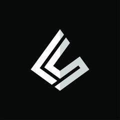 Initial letter KS or LS logo template with geometric prism line art illustration in flat design monogram symbol