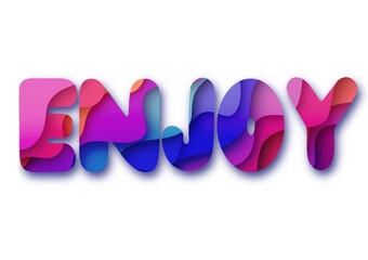 Enjoy colourful lettering design. Enjoy text print for apparel and gifts. Text design other paper cut effect.