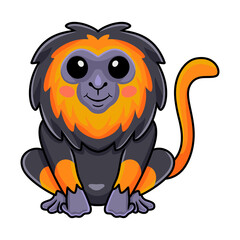 Cute little lion monkey cartoon sitting