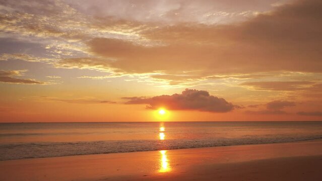 Amazing Beautiful dramatic sunset on beach beautiful Low angle view 
