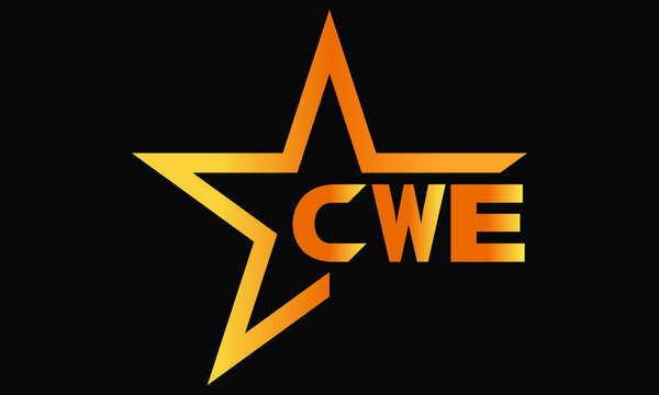 CWE golden luxury star icon three letter logo design vector template. royal logo | luxury logo | jewelry logo | premium logo | iconic logo | Victoria logo |