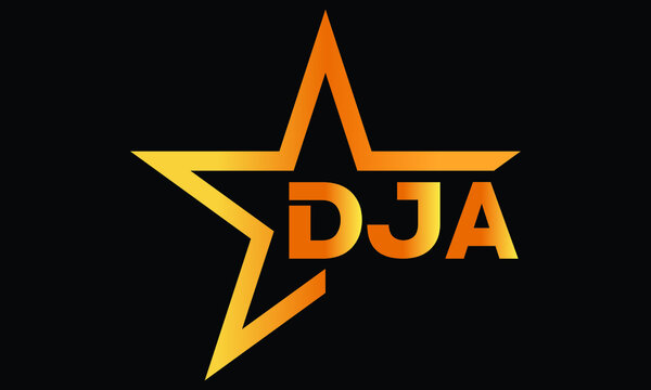 DJA golden luxury star icon three letter logo design vector template. royal logo | luxury logo | jewelry logo | premium logo | iconic logo | Victoria logo |