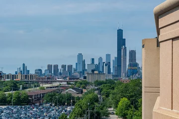 Fotobehang View of the City of Chicago and it’s Skyline from the outside of the top of a structure on the south side of the city © RebeccaDunnLevert