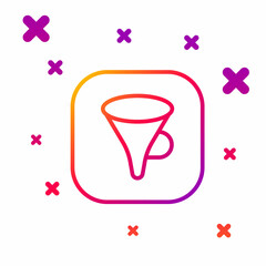 Color line Funnel or filter icon isolated on white background. Gradient random dynamic shapes. Vector