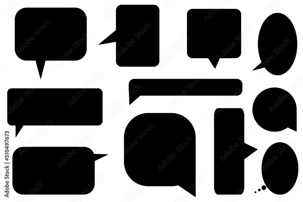 Poster black message icons. web banner. black text isolated. message bubble. vector illustration. stock ima
