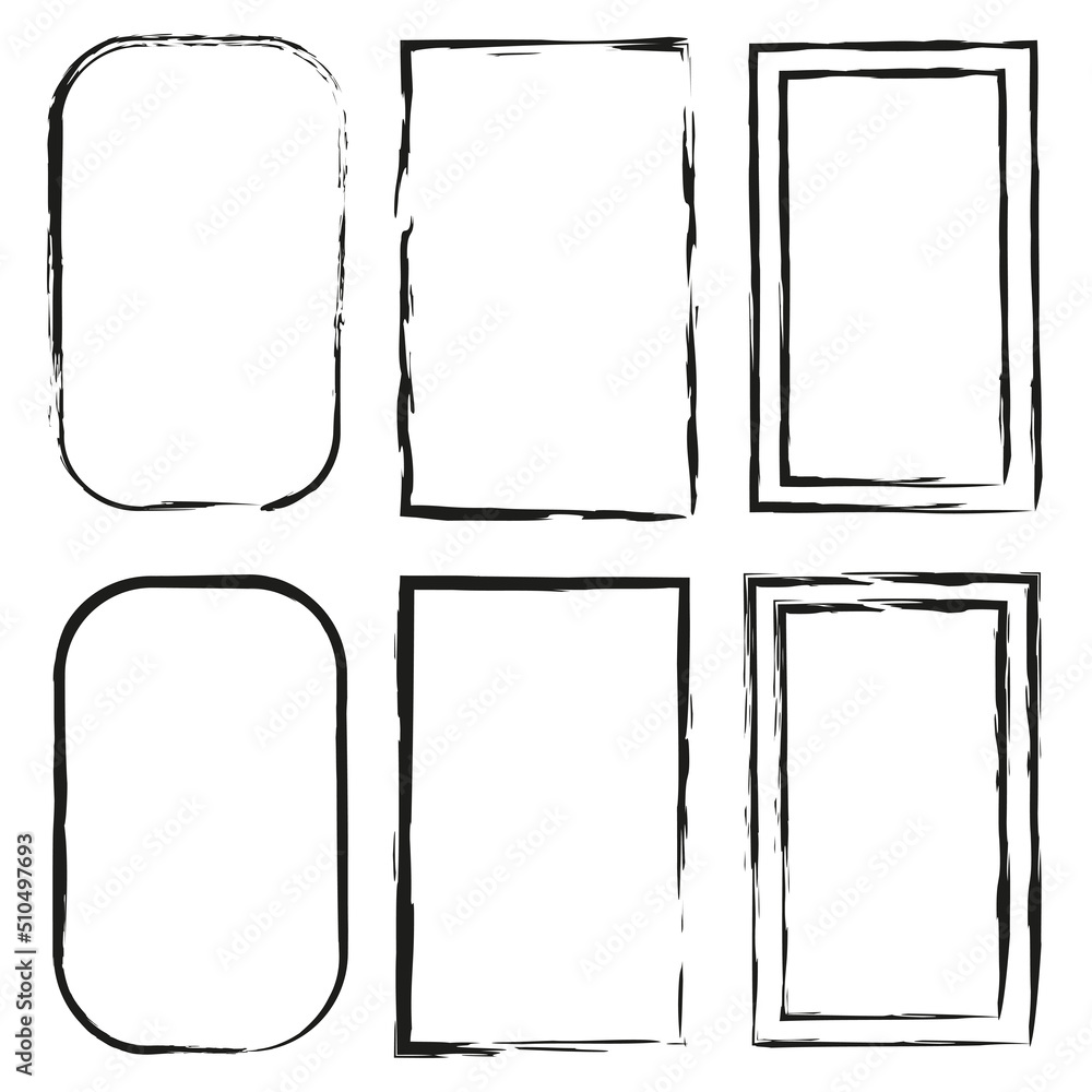 Poster grunge square frames. brush frames of various shapes. frames for different purposes. vector illustra