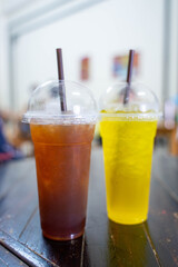 iced black tea and chrysanthemum juice