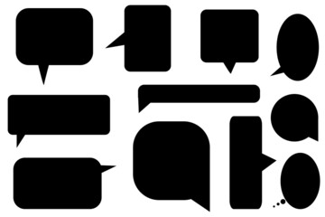 black message icons. Web banner. Black text isolated. Message bubble. Vector illustration. Stock image.