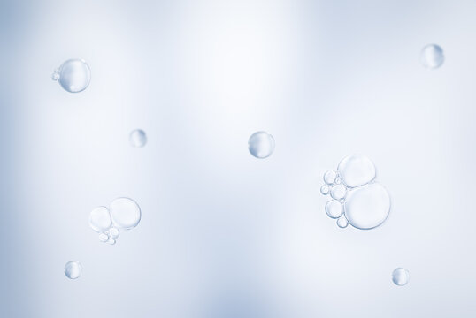 Soap bubbles on gray white background,for advertisement,texture,design,cosmetics,free space for text,texture background concept.