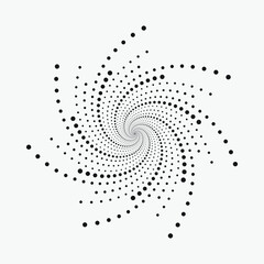 Circle halftone spiral backdrop. Dotted abstract concentric circle. spiral, swirl, twirl element. Circular and radial dots helix. Design element for multipurpose use.