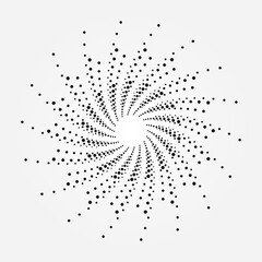 Halftone swirl pattern background. Vector dots texture retro. Abstract concentric dotted backdrop, texture, element as a design object.