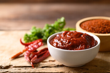 Korean gochujang (red chili paste), spicy and sweet fermented condiment in Korean food