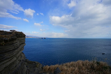 fascinating seascape with island and clouds