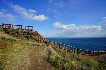 Fototapeta na wymiar fine view with seaside walkway