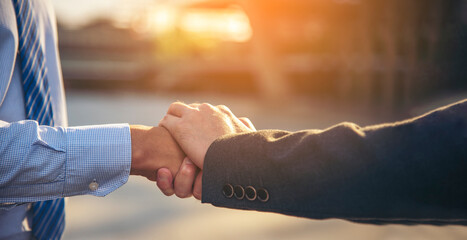 Lawyer partnership Businessman handshake together Notary lawfirm. Two Men Trust honesty business...