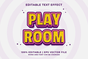 3d Play Room Cartoon Editable Text Effect Premium Vector