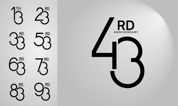 set of anniversary logo style black color overlapping number on white background for celebration