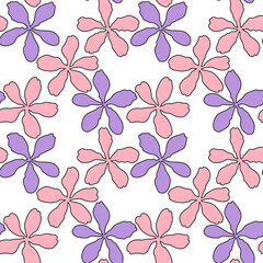 Vector seamless pattern with pink and violet petal spring flower blossom