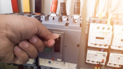 Switching an NFB breaker (No Fuse Breaker ) with shiny light.