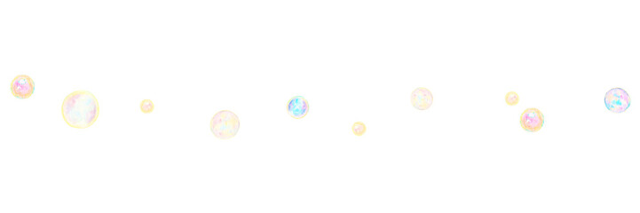イラスト素材：手描きの水彩絵の具のシャボン玉　バナー/寒色系カラフルカラー
