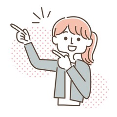 スーツの女性 指差しポーズ