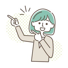 スーツの女性 指差しポーズ