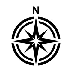 Black north symbol on white background.