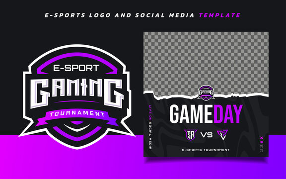 Game Day E-sports Gaming Banner Template for social media with Gaming Tournament Logo