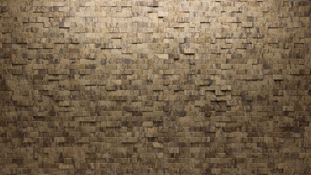 Rectangular, Polished Wall background with tiles. Natural Stone, tile Wallpaper with 3D, Textured blocks. 3D Render