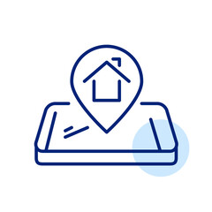Smart home or delivery home address location. Pixel perfect, editable stroke line art icon