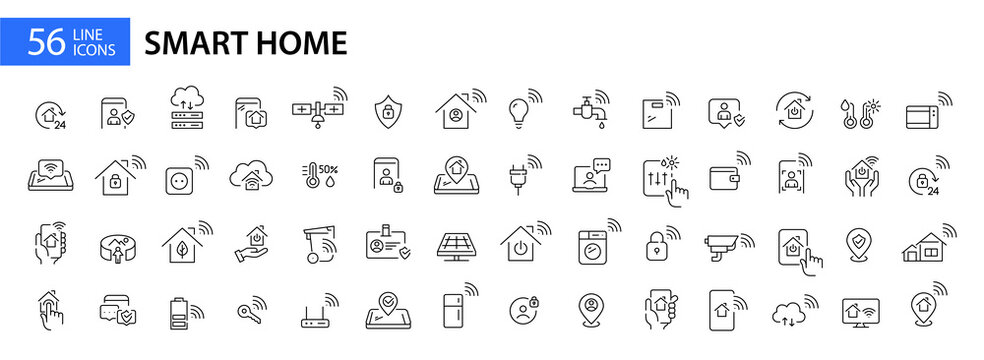 Smart home icons mega set. Pixel perfect, editable stroke line