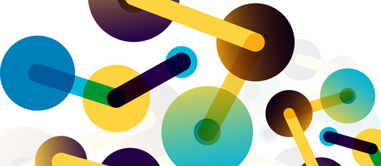 Abstract background. Round dots connected by lines. Trendy techno business template for wallpaper, banner, background or landing
