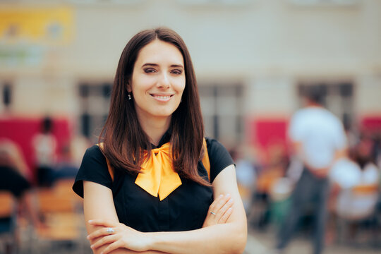 Happy Woman Attending a Large Gathering Public Event 