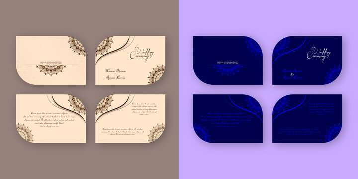 elegant beautiful cream & blue color Wedding program invitation card template design