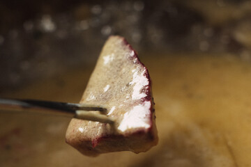ingredients for bagna cauda sauce with cream and anchovies