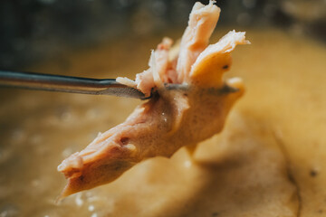ingredients for bagna cauda sauce with cream and anchovies