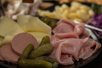 ingredients for bagna cauda sauce with cream and anchovies