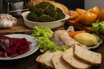 ingredients for bagna cauda sauce with cream and anchovies