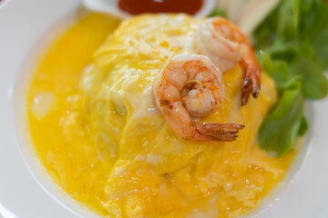 Thai Omelette Prawn with Rice