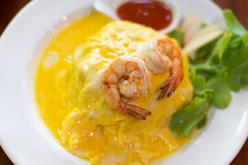 Thai Omelette Prawn with Rice