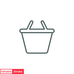 Shopping cart line icon. Simple outline style. Basket shop bag for online store. Vector design illustration isolated on white background. Editable stroke EPS 10.