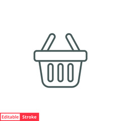 Shopping cart line icon. Simple outline style. Basket shop bag for online store. Vector design illustration isolated on white background. Editable stroke EPS 10.