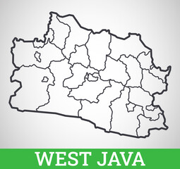 Simple outline map of West Java, Indonesia. Vector graphic illustration.