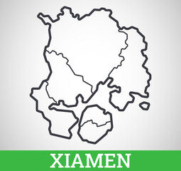 Simple outline map of Xiamen, China. Vector graphic illustration.