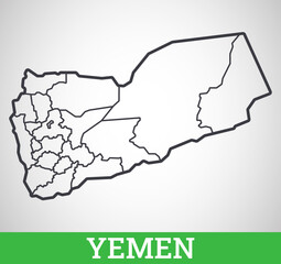Simple outline map of Yemen. Vector graphic illustration.